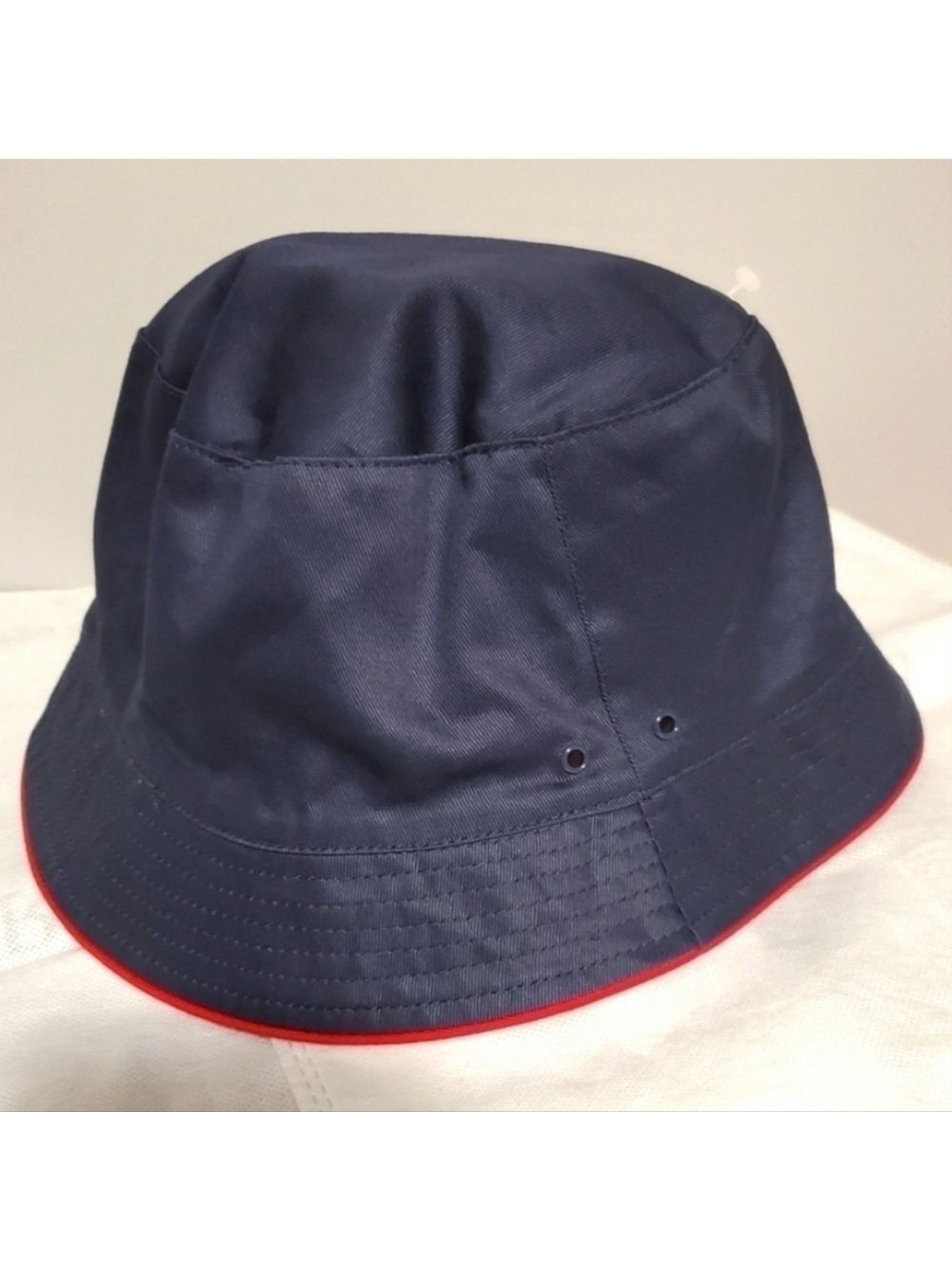 Le Chateau Y2K Bucket Hat Canvas Fabric Festival Lightweight Navy Blue Red Rare - Picture 3 of 7